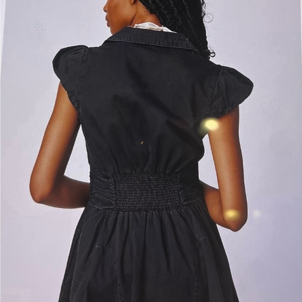 FREE PEOPLE Chester black Denim Mini Dress SIZE M - Picture 3 of 7